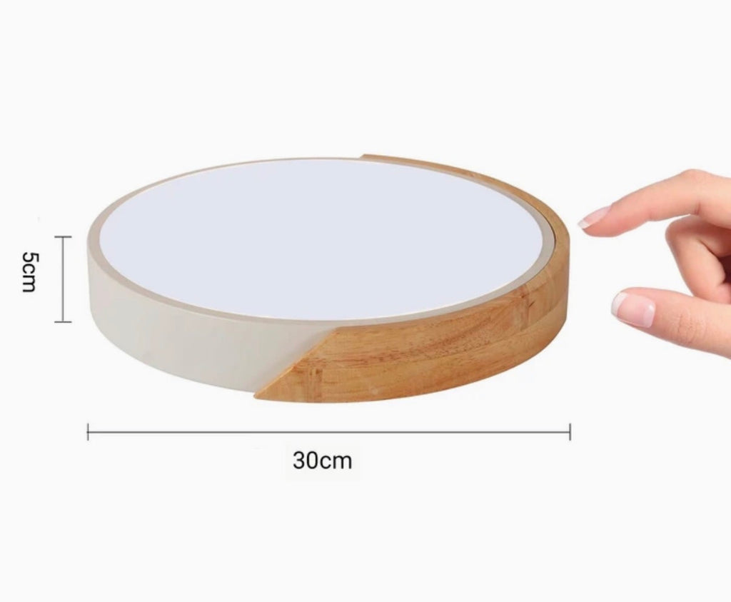 Lámpara de techo Plafón LED 18W 30cm con detalle en madera Luz Fría, Cálida y Neutra con control remoto