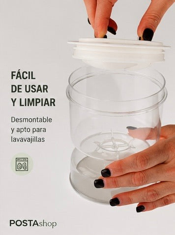 Tarro Escurridor para Pepinillos y Aceitunas con Filtro Separador + Tapa Hermética
