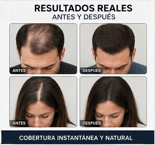 Fibra Capilar Instantánea | Cubre Entradas y Zonas con Poco Cabello | Resistente al Agua
