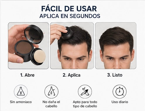 Fibra Capilar Instantánea | Cubre Entradas y Zonas con Poco Cabello | Resistente al Agua