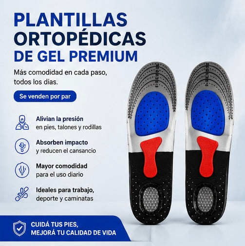 Plantillas Ortopédicas de Gel Premium | Máxima Comodidad para Trabajo y Deporte