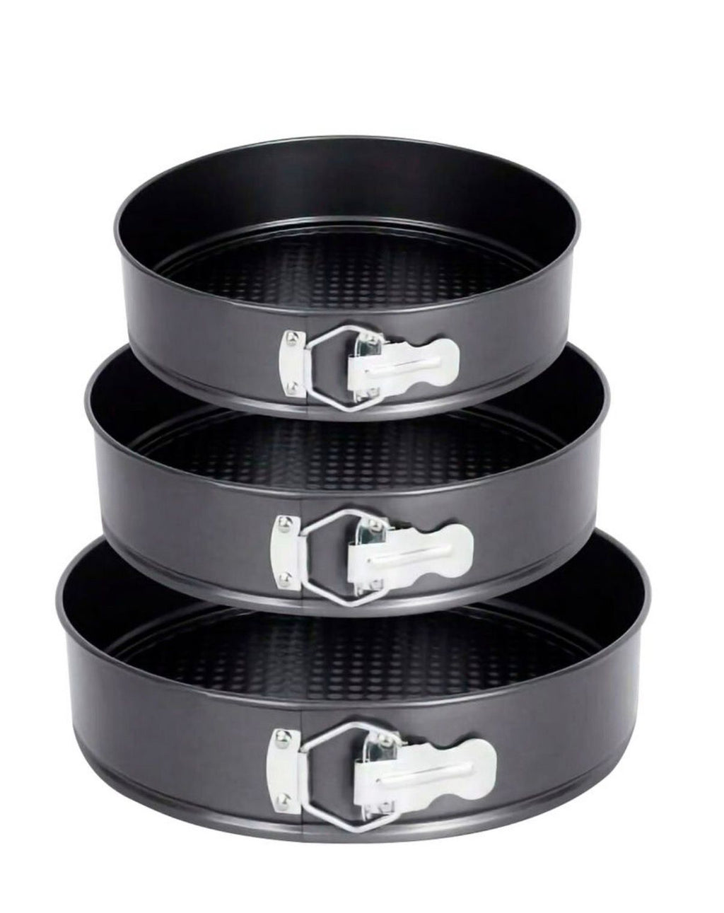 Set de 3 asaderas Redondas Desmontables, de Acero al Carbono y Revestimiento Antiadherente, de 28cm, 26 cm y 24 de diámetro