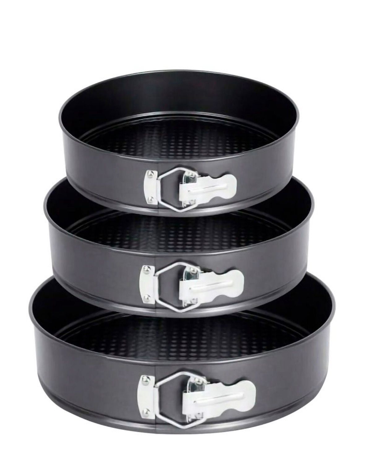 Set de 3 asaderas Redondas Desmontables, de Acero al Carbono y Revestimiento Antiadherente, de 28cm, 26 cm y 24 de diámetro