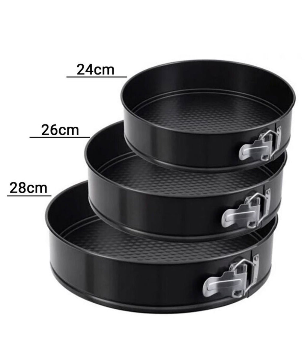 Set de 3 asaderas Redondas Desmontables, de Acero al Carbono y Revestimiento Antiadherente, de 28cm, 26 cm y 24 de diámetro