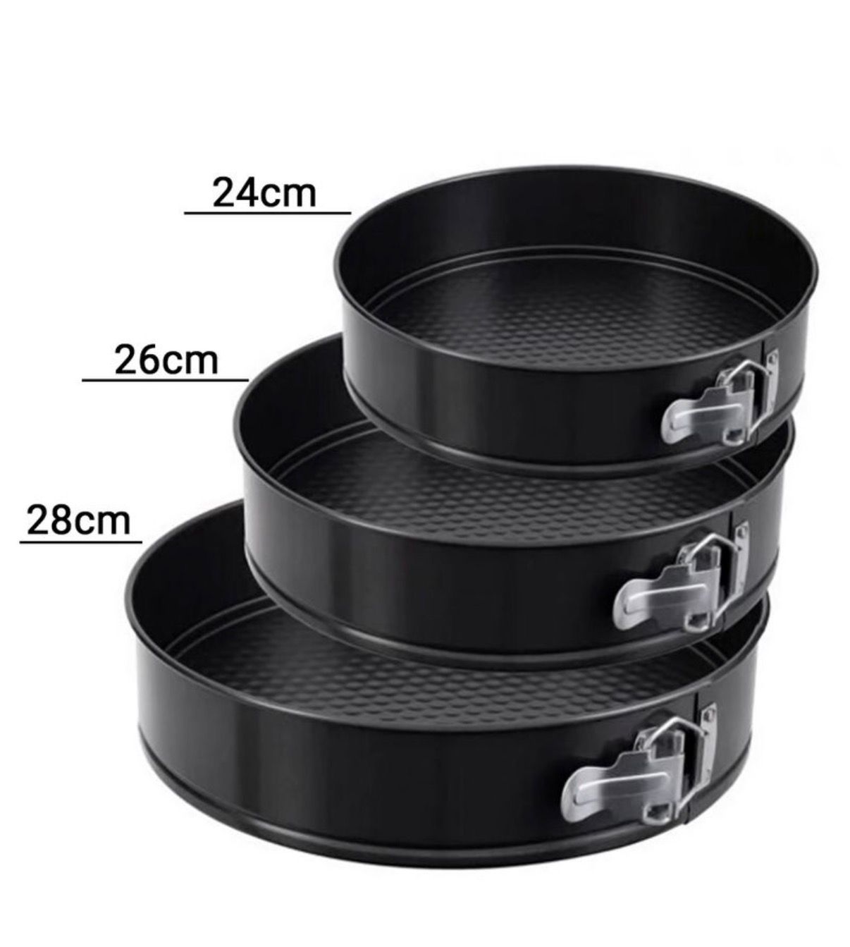 Set de 3 asaderas Redondas Desmontables, de Acero al Carbono y Revestimiento Antiadherente, de 28cm, 26 cm y 24 de diámetro