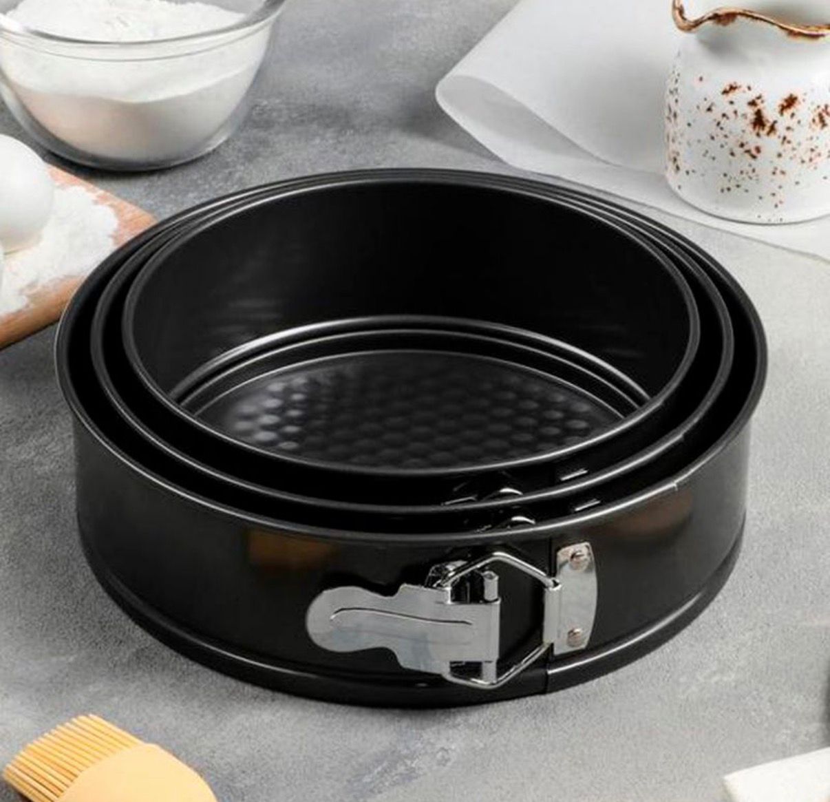Set de 3 asaderas Redondas Desmontables, de Acero al Carbono y Revestimiento Antiadherente, de 28cm, 26 cm y 24 de diámetro