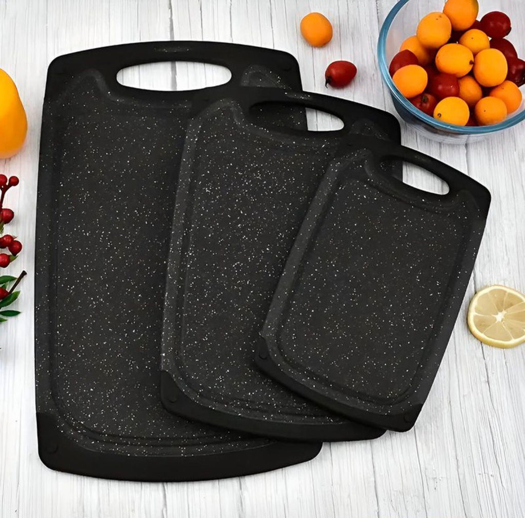 Set de 3 Tablas Plásticas de Picar, Antideslizantes con Doble Cara, Robustas y Resistentes