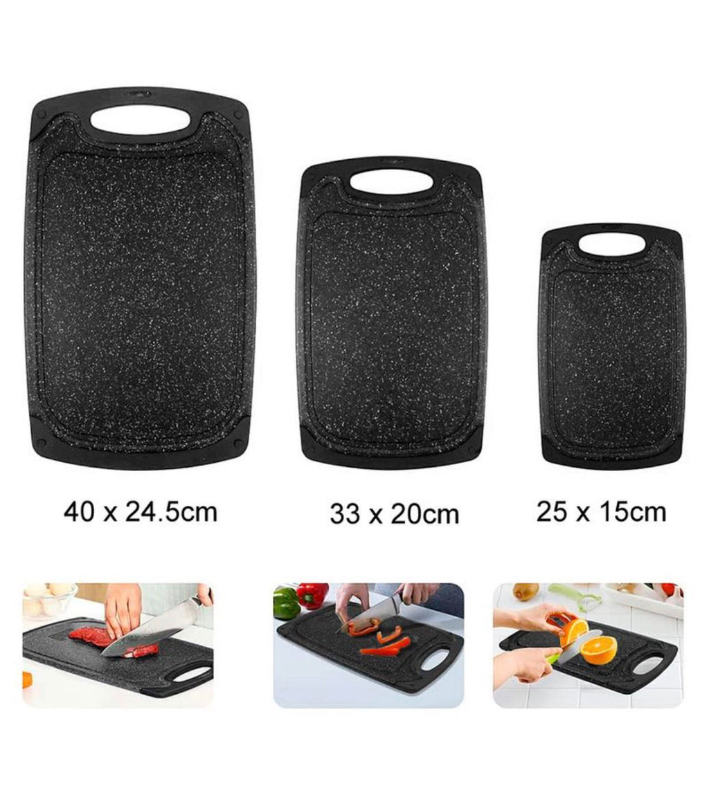 Set de 3 Tablas Plásticas de Picar, Antideslizantes con Doble Cara, Robustas y Resistentes