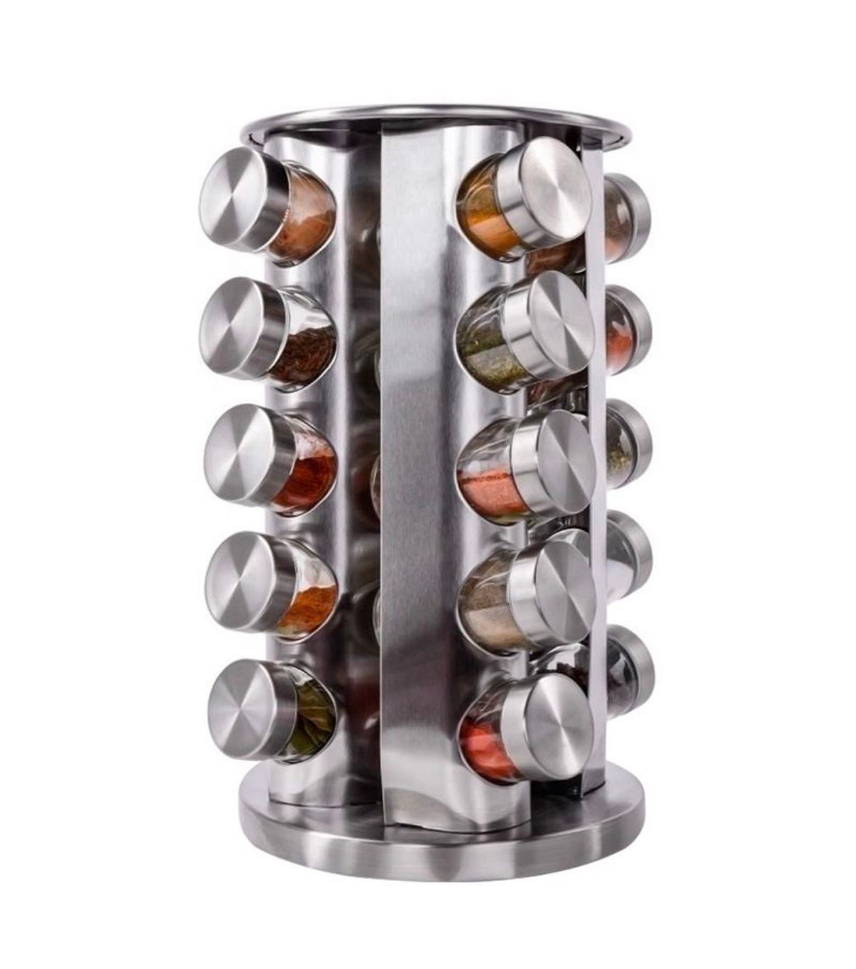 Set de 20 Especieros con Base Giratoria de Acero Inoxidable y Frascos de Vidrio