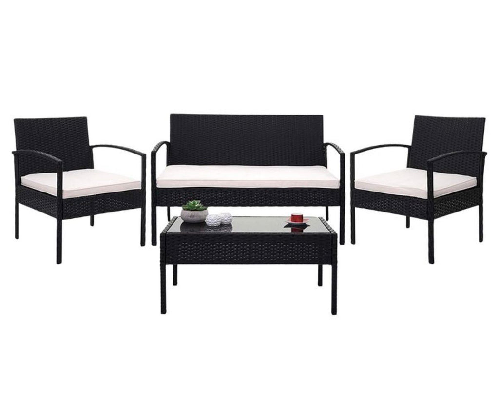 Juego de Jardín EMPOLi en ratán plástico con dos sillones, un sofá y una mesa ratona