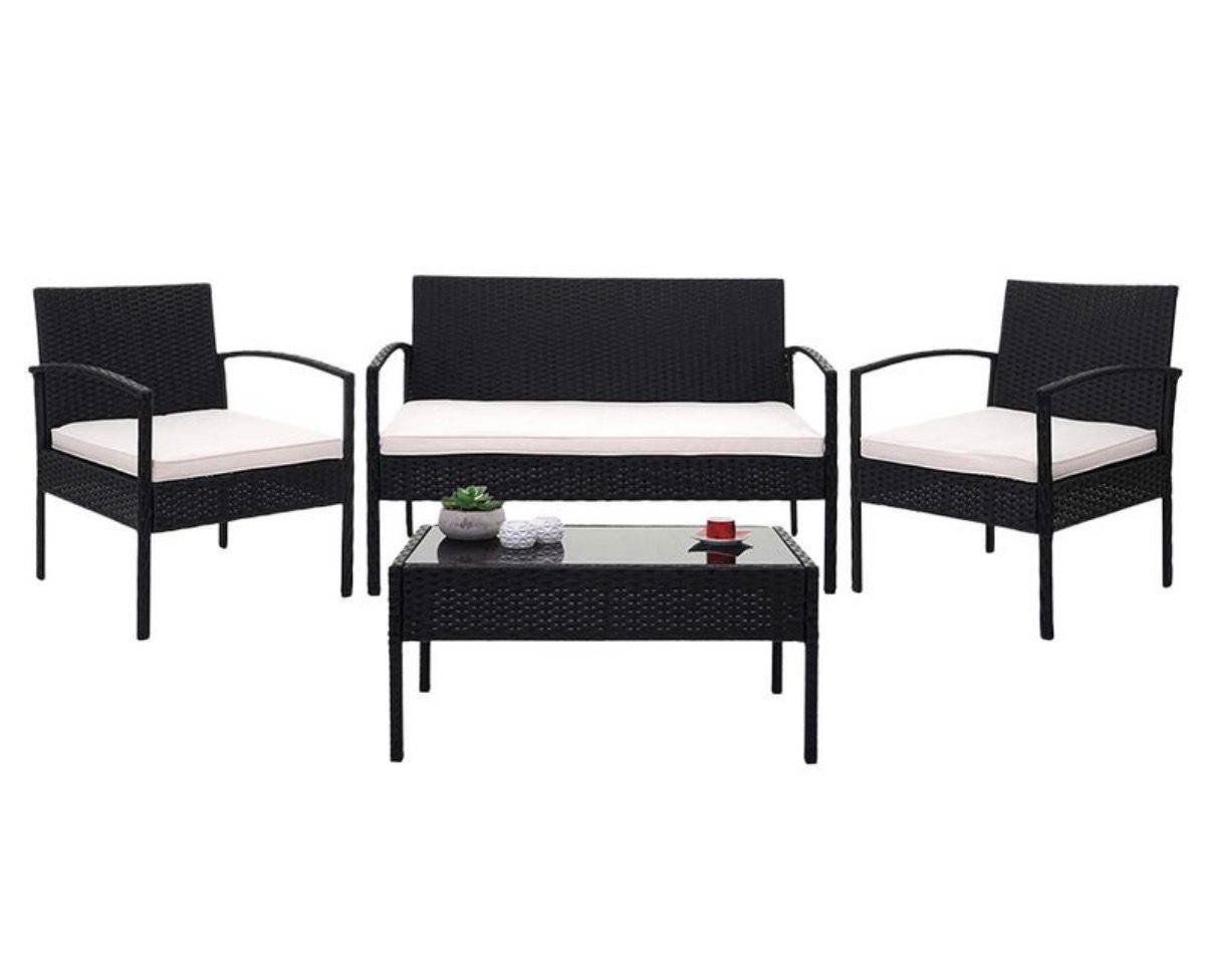 Juego de Jardín EMPOLi en ratán plástico con dos sillones, un sofá y una mesa ratona