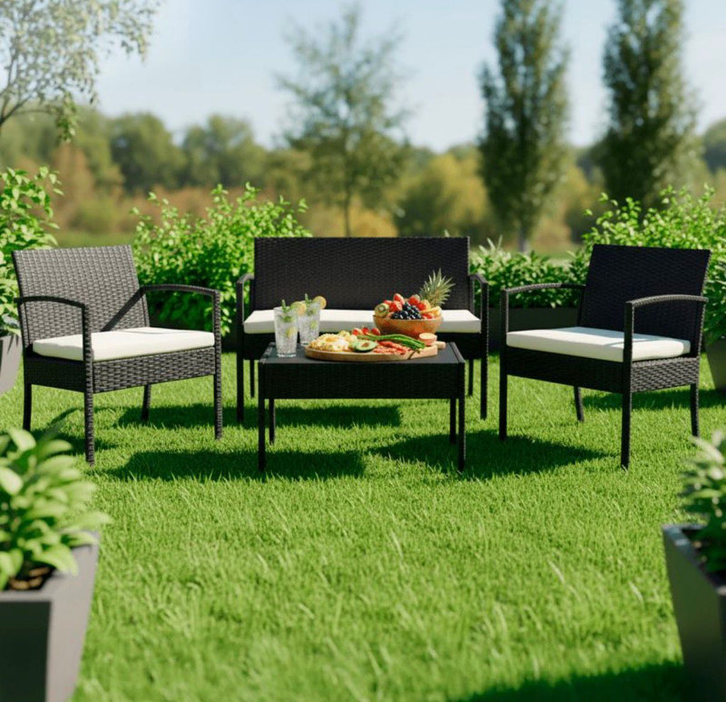 Juego de Jardín EMPOLi en ratán plástico con dos sillones, un sofá y una mesa ratona