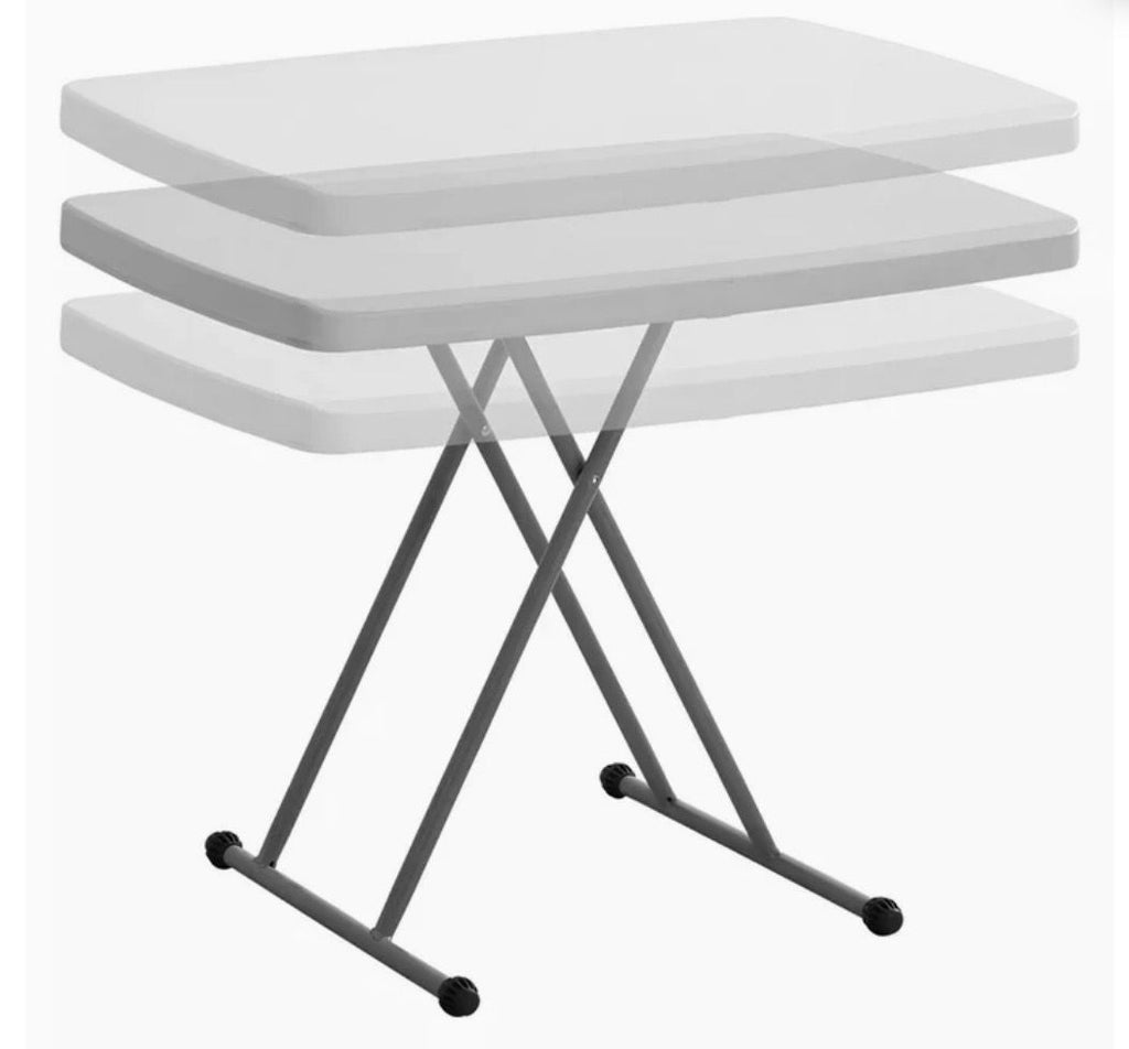 Mesa Plegable con Altura Ajustable, Patas Metálicas Antideslizantes y Fácil de Armar, 76 x 50 x 73cm
