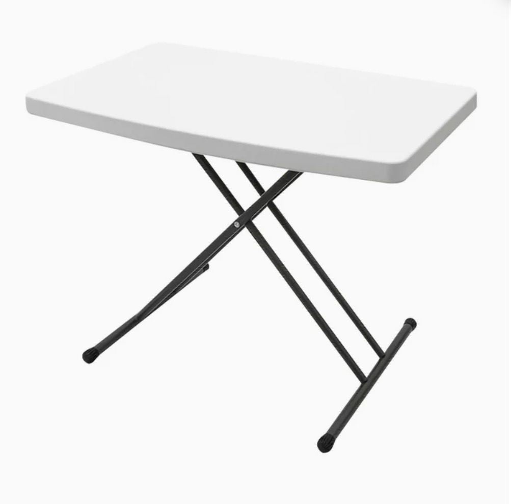 Mesa Plegable con Altura Ajustable, Patas Metálicas Antideslizantes y Fácil de Armar, 76 x 50 x 73cm