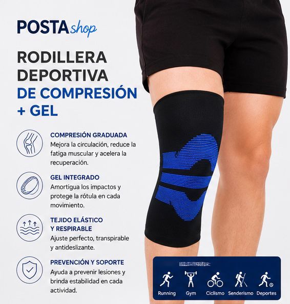 Rodillera Deportiva de Compresión + Gel | Soporte, Estabilidad y Alivio para Rodilla