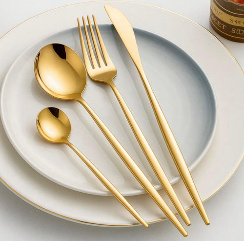 Juego de 24 Cubiertos de Acero Inoxidable con Acabado Pulido de espejo