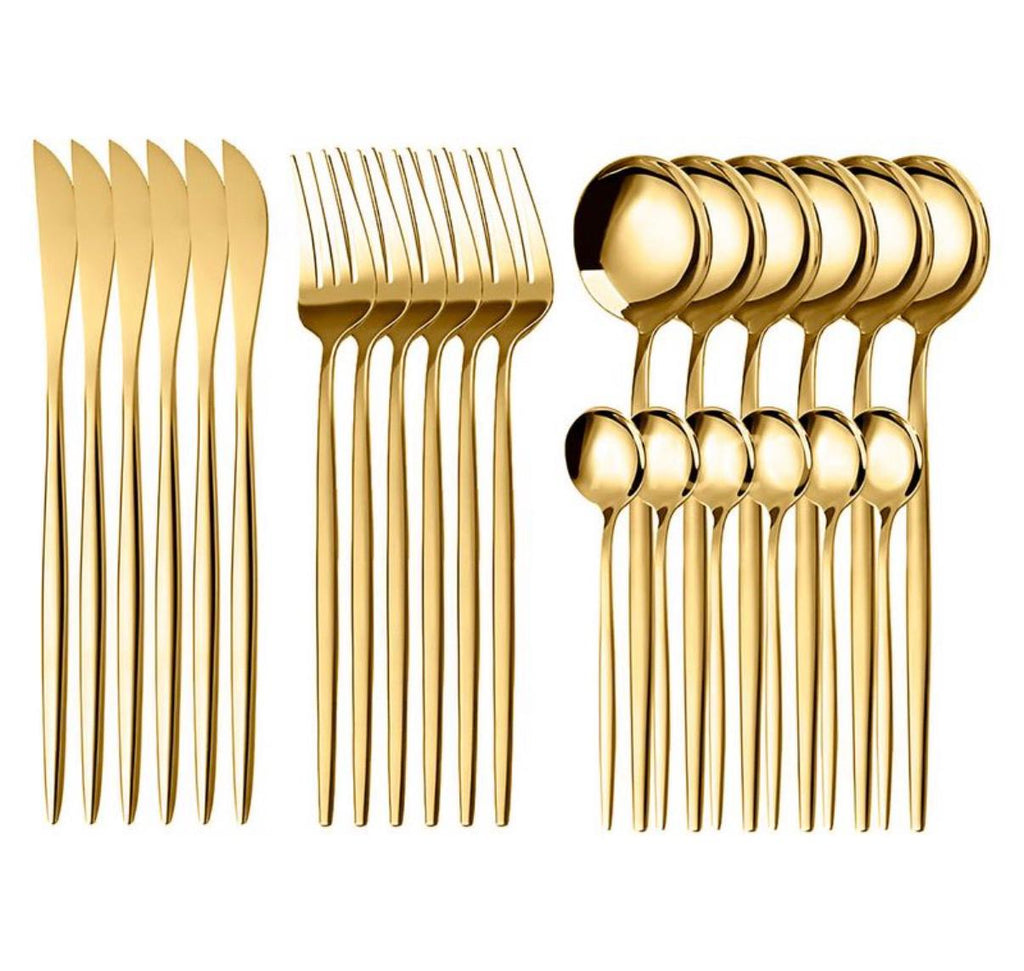 Juego de 24 Cubiertos de Acero Inoxidable con Acabado Pulido de espejo