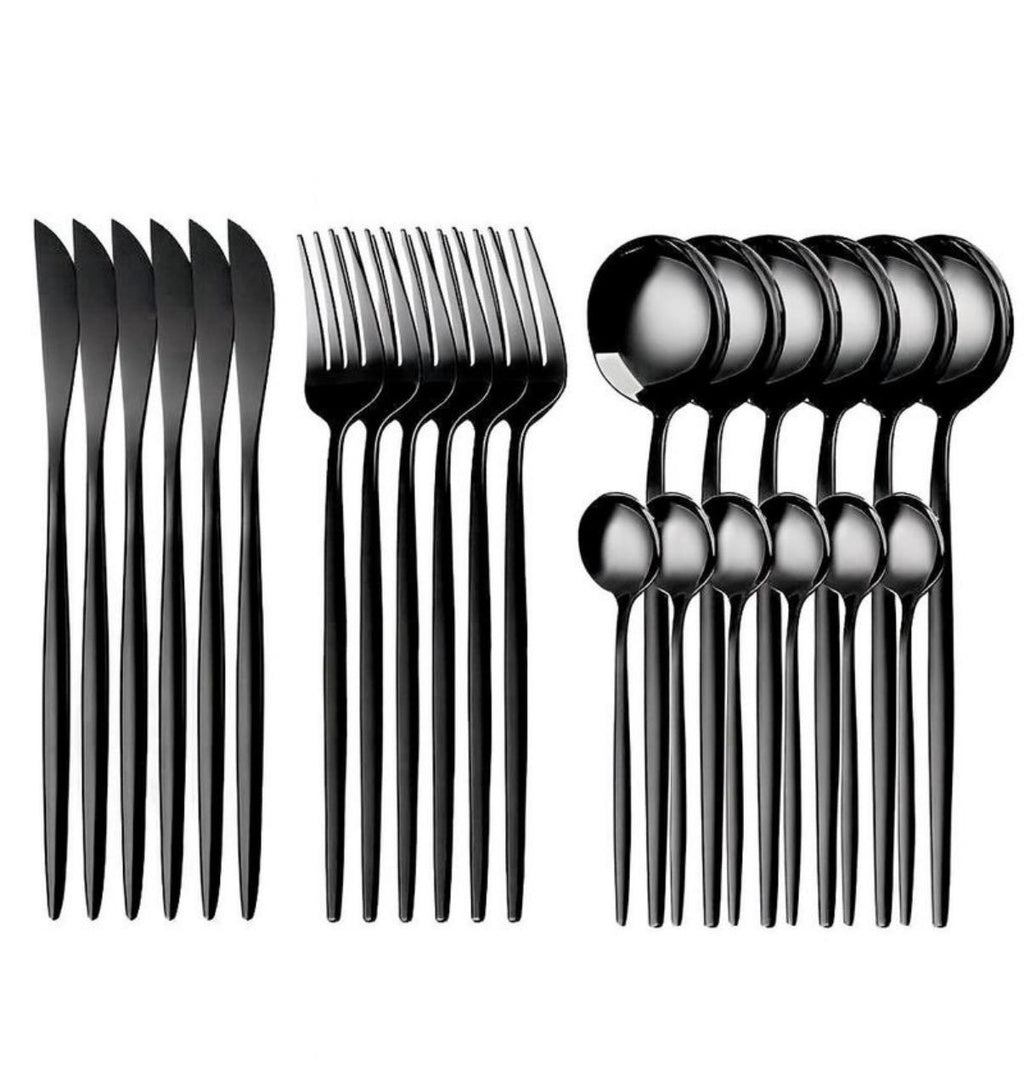 Juego de 24 Cubiertos de Acero Inoxidable con Acabado Pulido de espejo