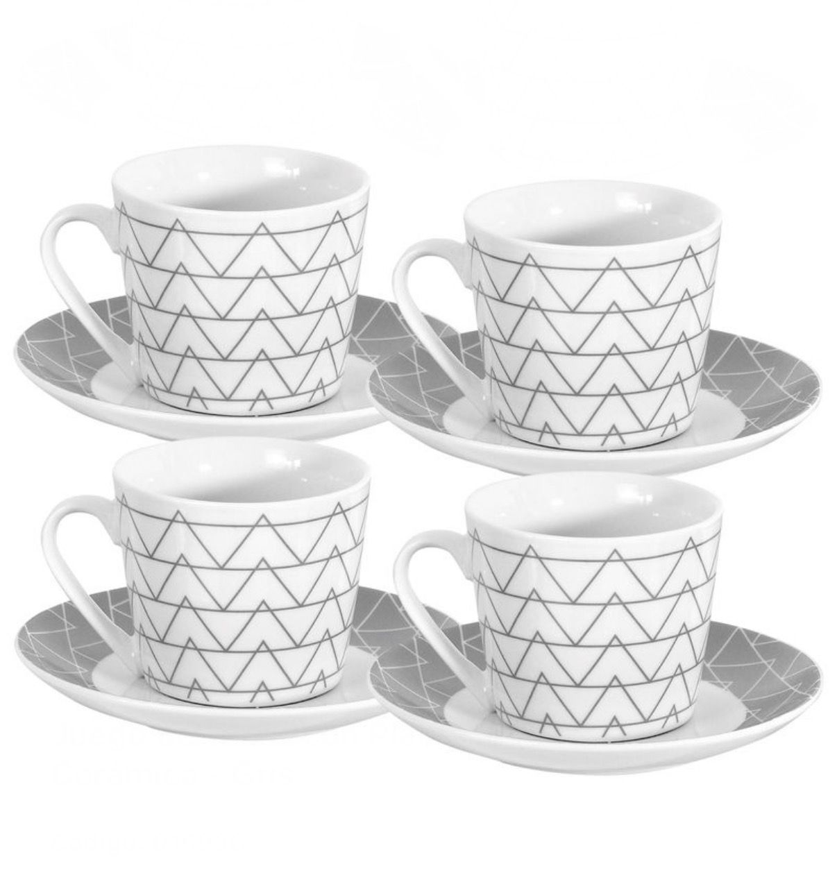 Juego de Tazas con Platos, 8 piezas de Cerámica