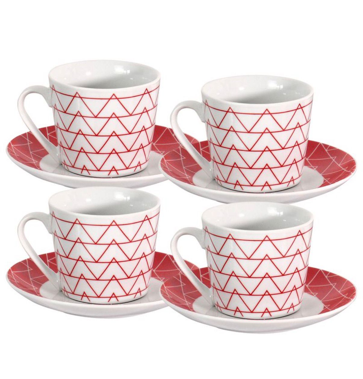 Juego de Tazas con Platos, 8 piezas de Cerámica