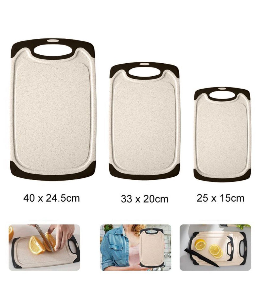 Set de 3 Tablas Plásticas de Picar, Antideslizantes con Doble Cara, Robustas y Resistentes